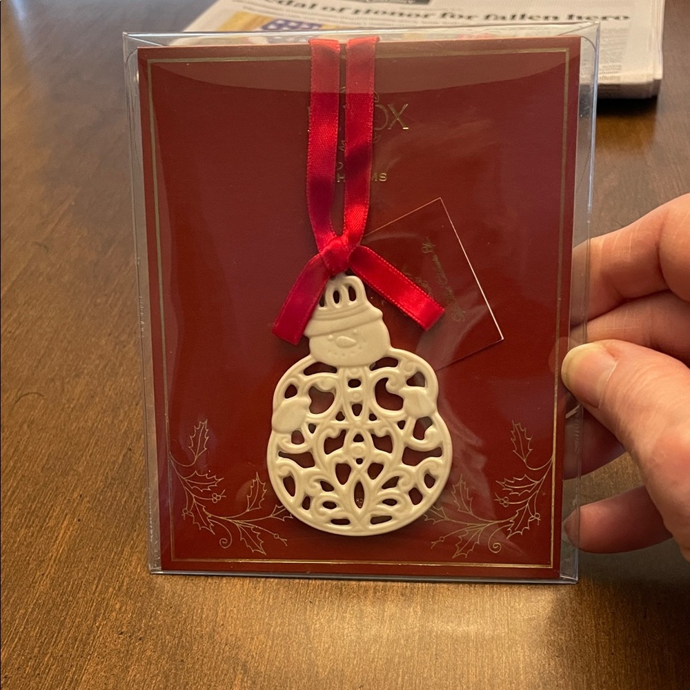 Lenox Ceramic Ornament with Red Ribbon